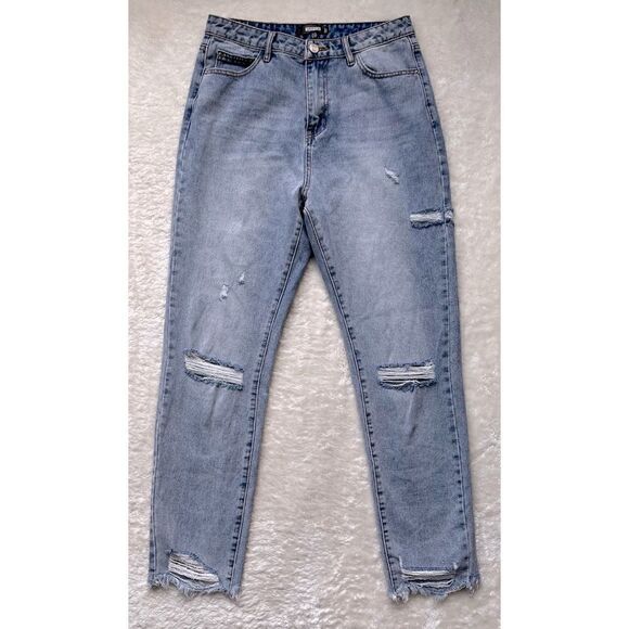 NWOT Missguided Petite Wrath Straight Leg Jeans with Rips in Light Wash Blue, 8S - Picture 12 of 16